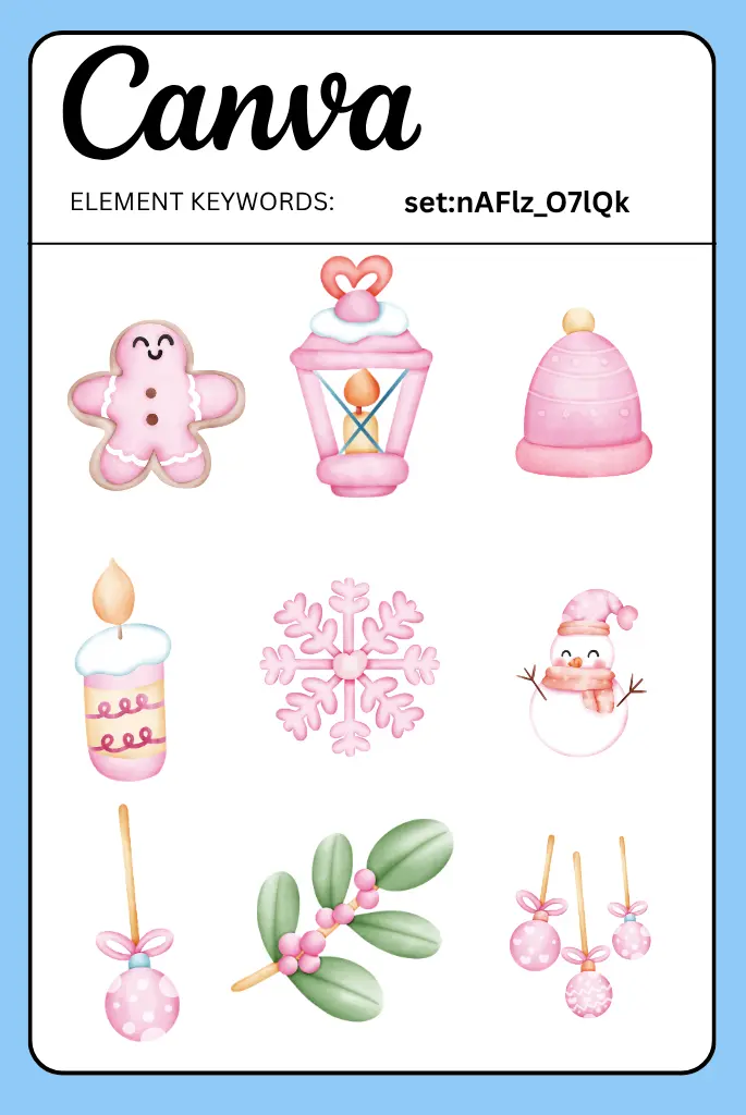 Cute Pink Christmas Illustrations canva elements
