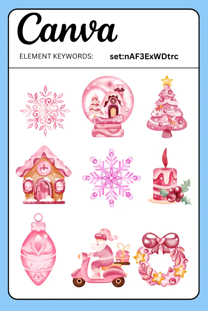  Illustrated Pink Christmas Graphicscanva elements